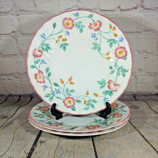 Set Of 3 Churchill Briar Rose Dinner Plates Floral China Staffordshire 8 "