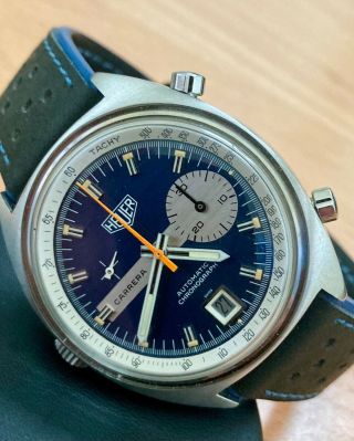 Heuer Vintage Carrera Chronograph Automatic Caliber 15 Ref 1553 From The 70 