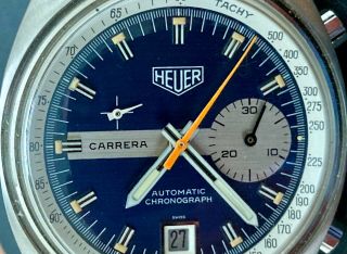 Heuer Vintage Carrera Chronograph Automatic Caliber 15 Ref 1553 from the 70 ' s 2