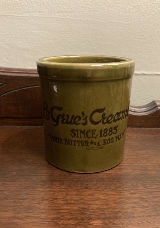 Vintage Le Grue’s Creamery Butter Jar 4 " Tall