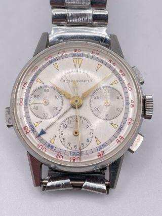RARE 1950s Heuer Abercrombie Fitch Auto - Graph Chronograph Watch Needs Service 4