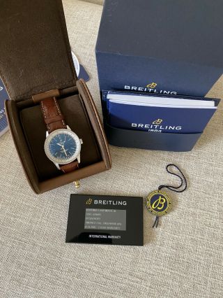 Perfect Breitling Navitimer 1 Automatic 38 Blue Dial - Alligator Strap