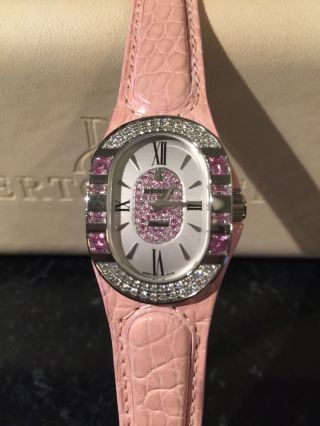 Rare Bertolucci " Serena " Special Edition Diamond/pink Sapphire Bezel Watch