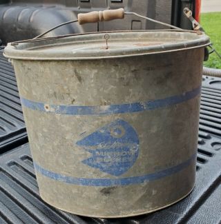 Vintage Jc Higgins Sears And Roebuck Galvanized Metal Minnow Bucket Bait Bucket