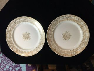 Vintage Stetson China 22 Kt.  Gold 10” Dinner Plates (2)