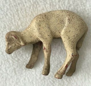 Vintage 2 " Celluloid Plastic Lamb Sheep Farm Animal Toy Figure Easter Red/white