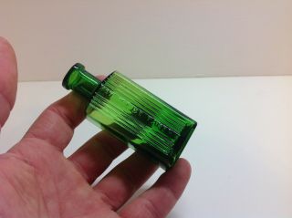 Small Antique Rectangular Emerald Green Poison Bottle.  Not To Be Taken.