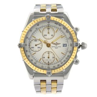 Breitling Chronomat Steel 18k Yellow Gold White Dial Automatic Mens Watch D13047