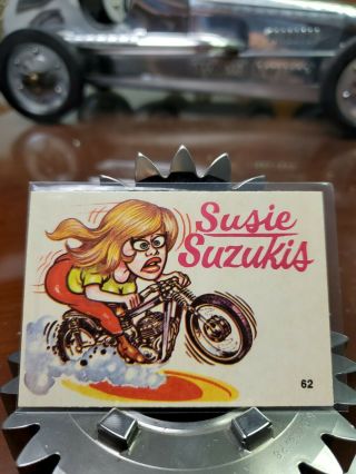 Odd Rods Donruss Silly Cycles Sticker Card 62 Suzie Suzukis 1969 - 1973 Vintage