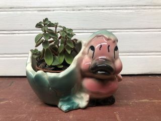 Shawnee Pottery Baby Duck Chick Cracked Egg Vintage Planter Pink Green No Plant