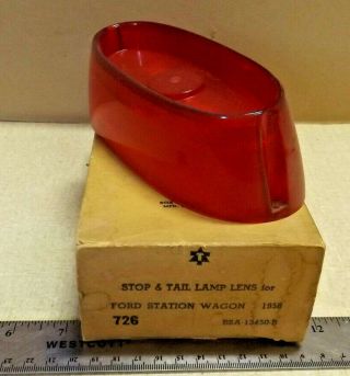Vintage 1958 Ford Station Wagon Stop Tail Light Lens Nos