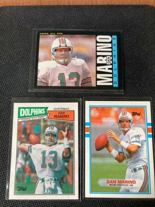 1985 1987 1989 Dan Marino Topps Football Cards Nm/vg Miami Dolphins Hof Vintage
