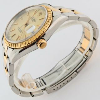 Rolex Oyster Perpetual Date 15223 Champagne Dial Two Tone SS/18K Gold Watch 34mm 2