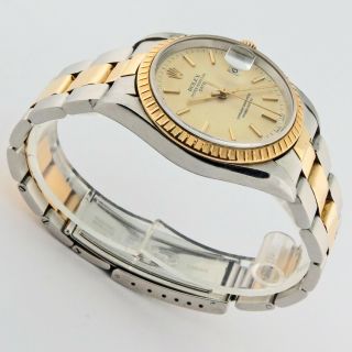 Rolex Oyster Perpetual Date 15223 Champagne Dial Two Tone SS/18K Gold Watch 34mm 3