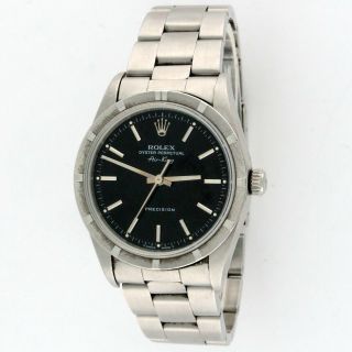 Rolex Oyster Perpetual Air King 14010 Black Dial Sapphire Cystal 34mm Ss Watch