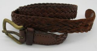 Vtg Polo Ralph Lauren 38 Brown Braided Leather Belt
