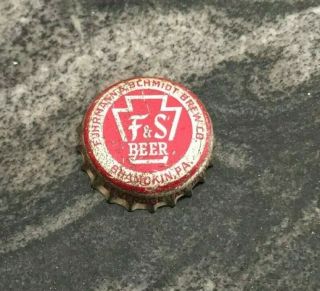 B) Vintage F&s Beer Pa Tax Pint Cork Bottle Cap Fuhrmann & Schmidt Shamokin Pa