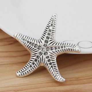10 X Antique Silver Large Starfish Sea Star Charms Pendants For Jewellery Making