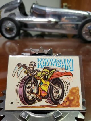 Odd Rods Donruss Silly Cycles Sticker Card 42 Kawasaki 1969 - 1973 Vintage