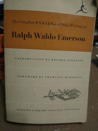 The Complete Essay And Other Writings Of Ralph Waldo Emerson Vintage 1950 Book