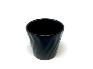Vintage Bauer Pottery Black 4” Swirl Flower Pot Mid Century Modern 1950’s