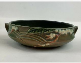 Roseville Pottery.  Snowberry Fern Green Console Bowl.  Ibli - 6