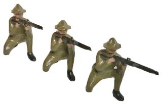 Antique Britains Toy Soldiers Pre Ww2 Us Army 3 Kneeling Firing From Set 1251