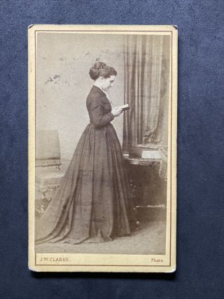 Victorian Carte De Visite Cdv: Lady Reading : Clarke: Bury St Edmunds