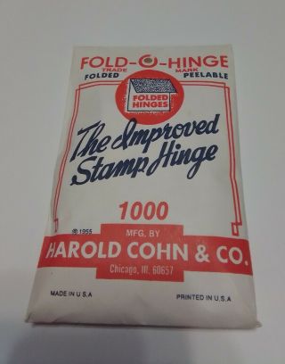 Antique Fold - O - Hinge 1000 Stamp Hinge 1955 Harold Cohn&co.