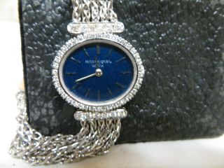Patek Philippe Ellipse 3350 18k White Gold Diamond Ladies Watch