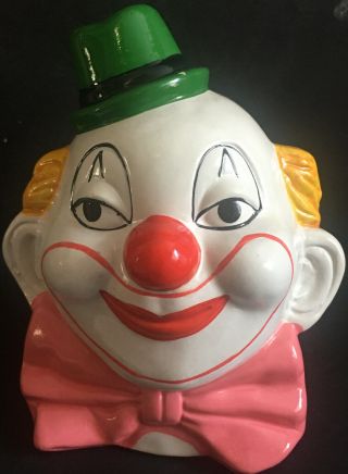Vintage Chalkware Clown Head Still Bank - 1960 
