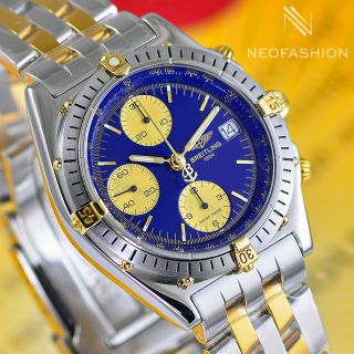 Breitling Chronomat 2 Tone 18k Gold/ss Blue Dial Mens Watch B13048