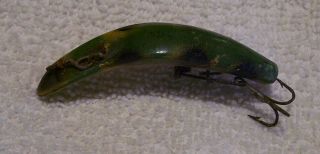 Vintage Helin Flatfish Wood Lure 10/26/20p 2 - 1/8 " F6 Frog