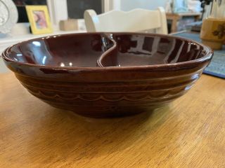 Vintage Mar - Crest Stoneware Daisy Dot Brown Divided Serving Dish Bowl Oven Proof