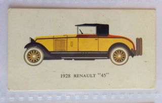 1928 Renault 45 Mobil Oil Vintage Cars 1966 Trading Card Automobile (b13)