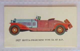 1927 Isotta Fraschini Type 8a Hp Mobil Oil Vintage Cars 1966 Trading Card (b13)