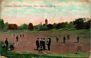 Antique Postcard Brooklyn York " Croquet Grounds,  Prospect Park " 1909
