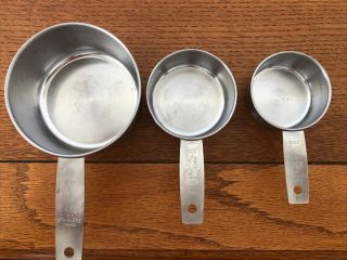Vintage Ecko 3 Piece Measuring Cups Set Stainless Steel Kitchen Baking