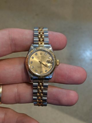 Rolex Datejust 69173 Stainless/yellow Gold Champagne Diamond Dial Bracelet Watch
