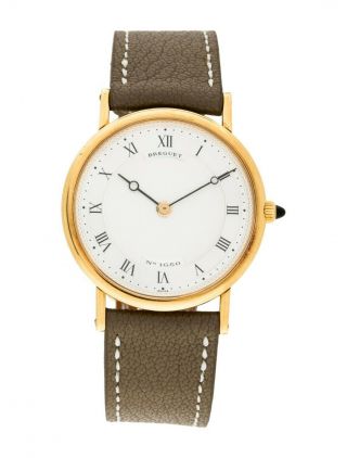 Breguet Classique 18k Yellow Gold 32mm With Taupe Leather Strap