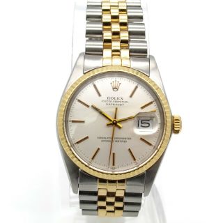 Vintage Rolex Datejust 16030 Jubilee Band 18k Yellow Gold Stainless Nr W1750 - 1
