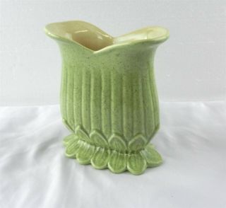 Red Wing Art Pottery M - 1440 Oblong Vase Flower Chartreuse Speckle /cream 6 " Dc2