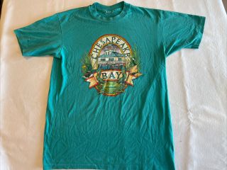 Vintage 1988 Chesapeake Bay T - Shirt Teal Size L Made In Usa Fruit Of The Loom