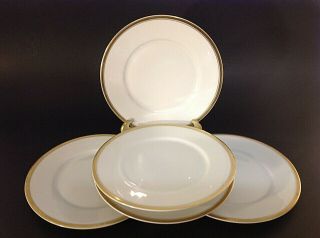 Double Gold Band Bread Plates Silesia Set Of 5.  Antique 1900 - 1920.  6 7/8 " Gold