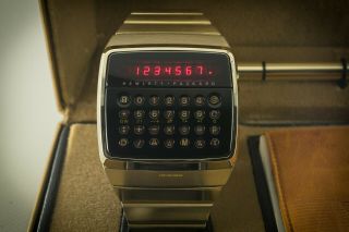1976 Hewlett - Packard HP - 01 LED Calculator Digital Watch w/Box & Papers 060221 - 01 2