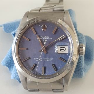 Rolex Date 34 Mm Steel Automatic Blue Dial Oyster Watch 1500 Circa 1972