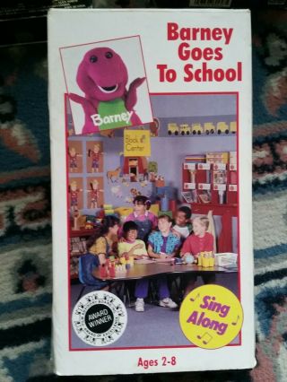 Barney Goes To School Vhs Sing Along Dinosaur 1989 Cover Vintage Htf