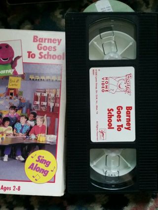 Barney Goes To School VHS Sing Along Dinosaur 1989 Cover Vintage HTF 2