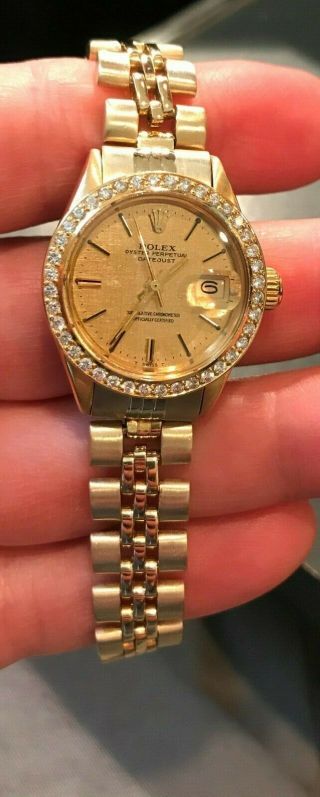 Rolex Gold Ladies 6917 Datejust President 26mm Diamond Bezel Perpetual
