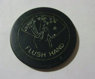 Antique Flush Hand Playing Card Engraved Clay Vintage Rare Gambling Poker Chip